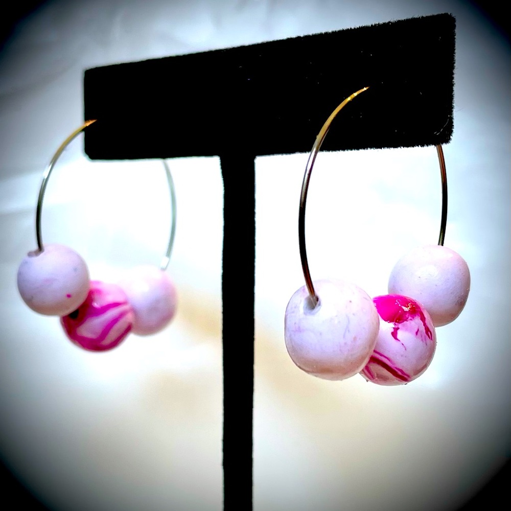 Polymer clay hoop earrings handmade